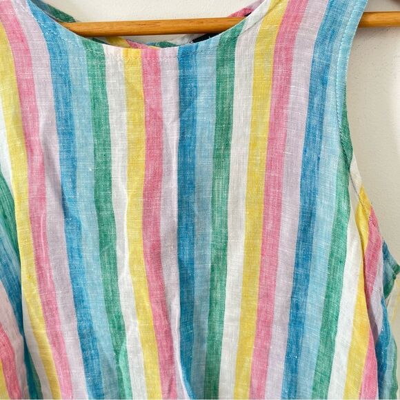 Lord & Taylor Petite Pastel Rainbow Stripes Linen Sleeveless Blouse - Picture 7 of 8